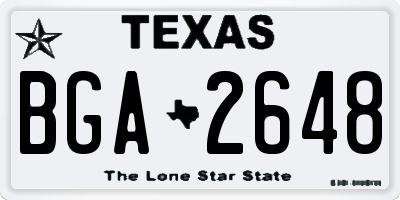 TX license plate BGA2648