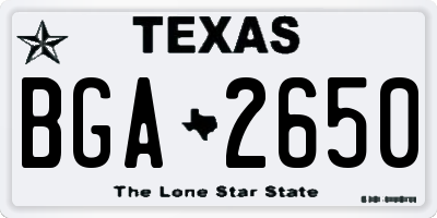 TX license plate BGA2650