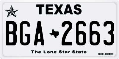 TX license plate BGA2663