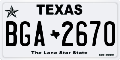 TX license plate BGA2670