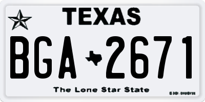 TX license plate BGA2671