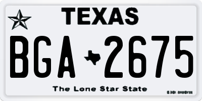 TX license plate BGA2675