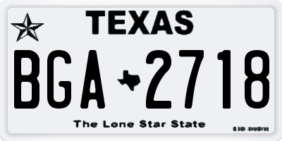 TX license plate BGA2718