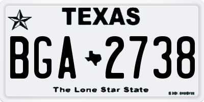 TX license plate BGA2738