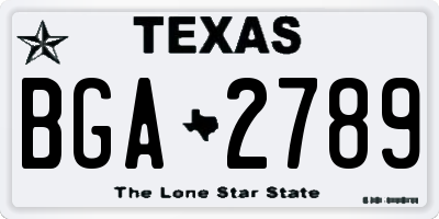 TX license plate BGA2789