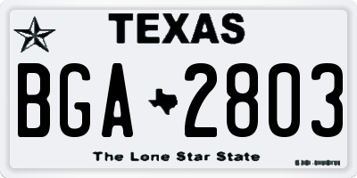 TX license plate BGA2803