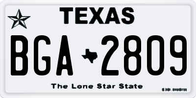 TX license plate BGA2809