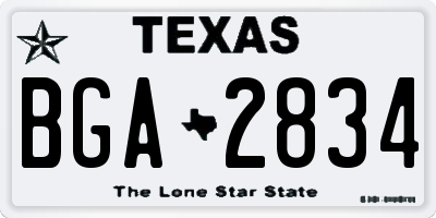 TX license plate BGA2834