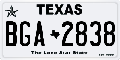 TX license plate BGA2838