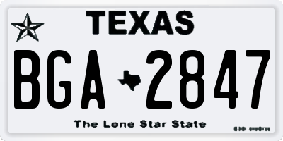 TX license plate BGA2847