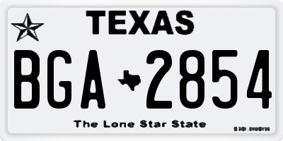 TX license plate BGA2854