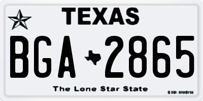 TX license plate BGA2865