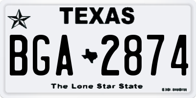 TX license plate BGA2874