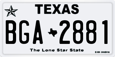 TX license plate BGA2881