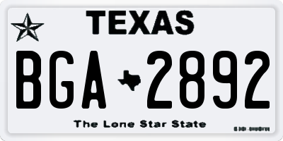 TX license plate BGA2892