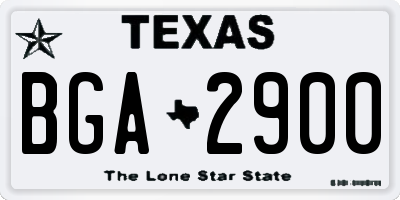 TX license plate BGA2900