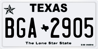 TX license plate BGA2905