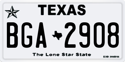 TX license plate BGA2908