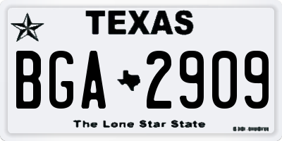 TX license plate BGA2909