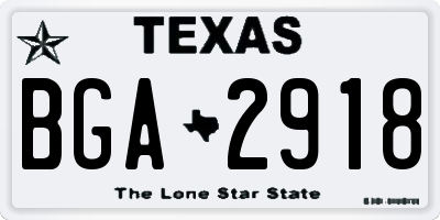 TX license plate BGA2918