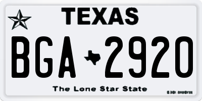 TX license plate BGA2920