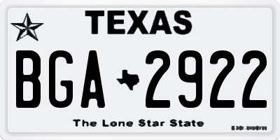 TX license plate BGA2922