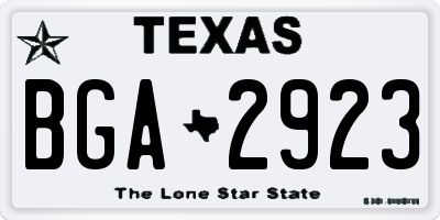 TX license plate BGA2923