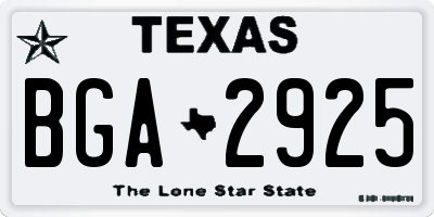 TX license plate BGA2925