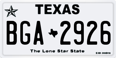 TX license plate BGA2926