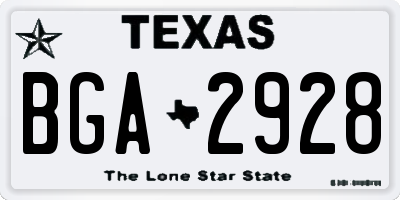 TX license plate BGA2928