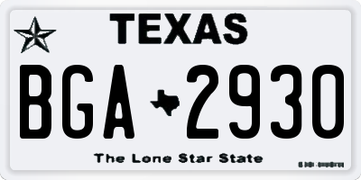 TX license plate BGA2930