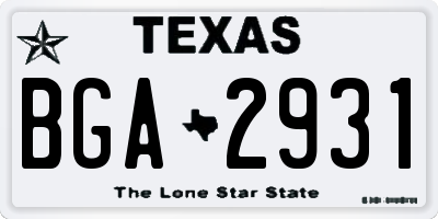 TX license plate BGA2931