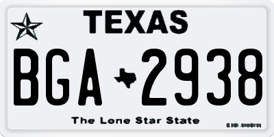 TX license plate BGA2938