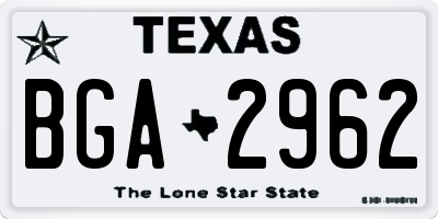 TX license plate BGA2962