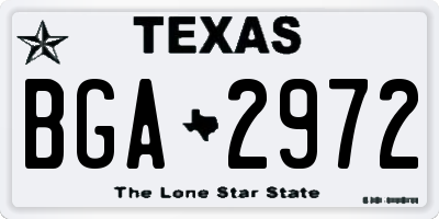 TX license plate BGA2972