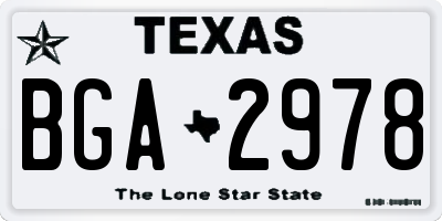 TX license plate BGA2978