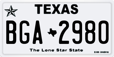 TX license plate BGA2980