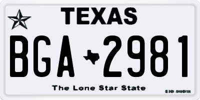 TX license plate BGA2981