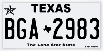 TX license plate BGA2983