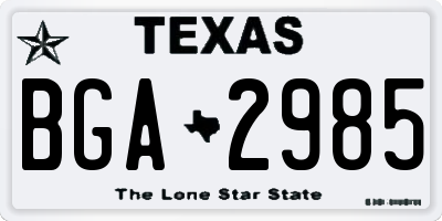 TX license plate BGA2985