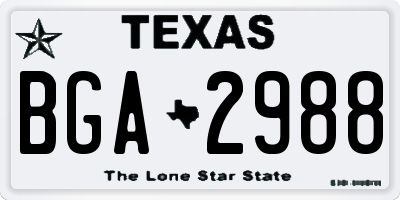 TX license plate BGA2988