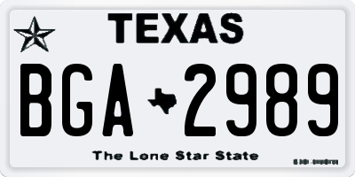 TX license plate BGA2989