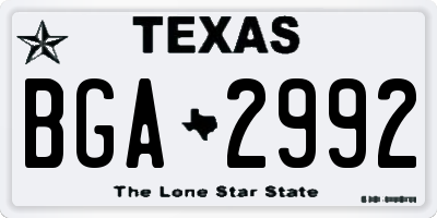 TX license plate BGA2992