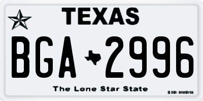 TX license plate BGA2996
