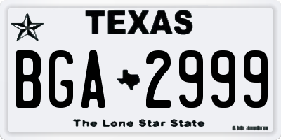 TX license plate BGA2999