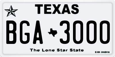 TX license plate BGA3000
