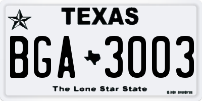 TX license plate BGA3003