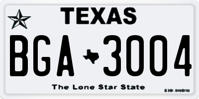 TX license plate BGA3004