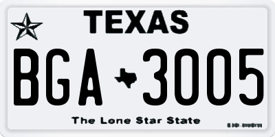 TX license plate BGA3005