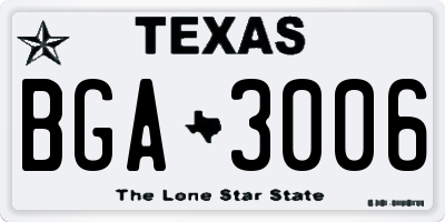 TX license plate BGA3006